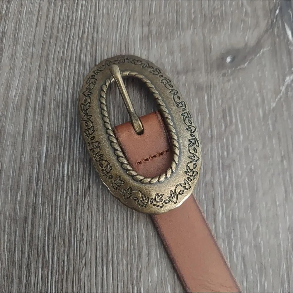 American Eagle Outfitters Brown Leather Skinny Belt Oval Buckle XS/S